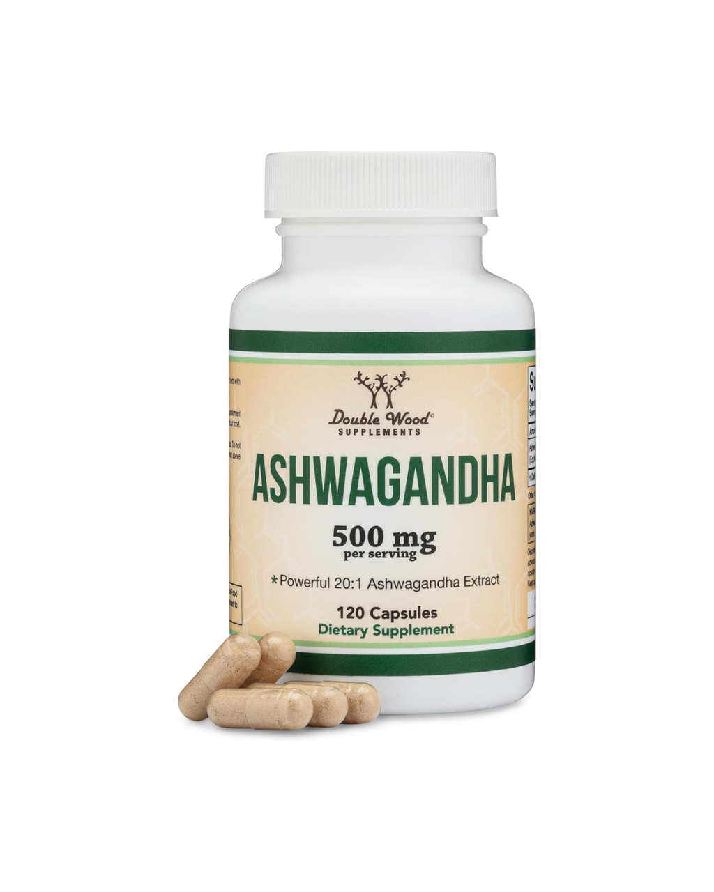 Double Wood Ashwagandha Capsules 500mg 120 Count
