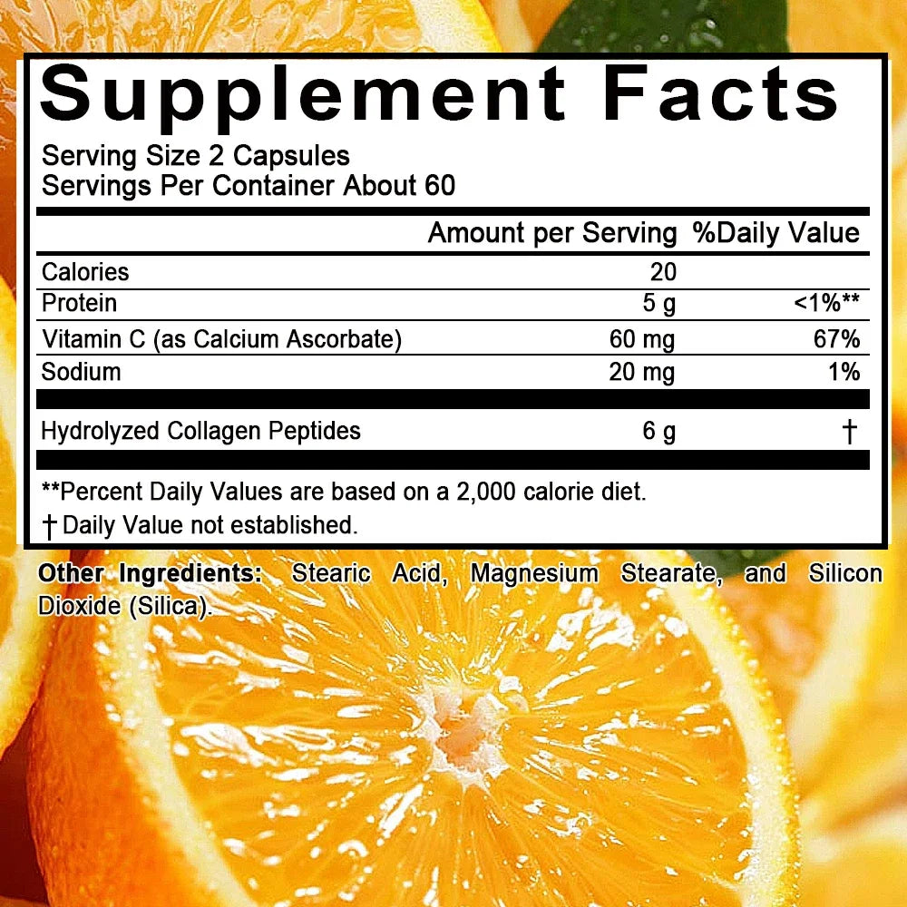 Bcuelov Type I & III Hydrolyzed Collagen Peptides + Vitamin C 120 Capsules