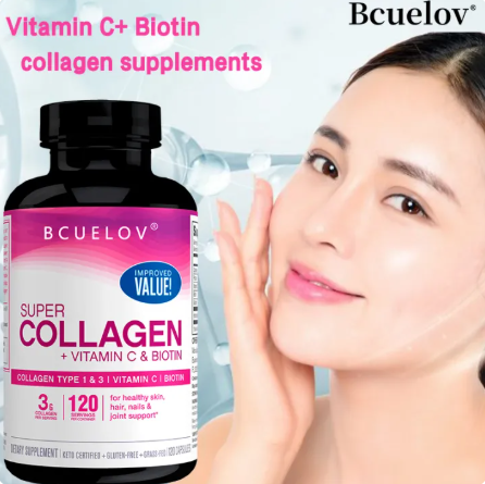 Bcuelov Super Collagen + Vitamin C & Biotin Capsules - 120 Count