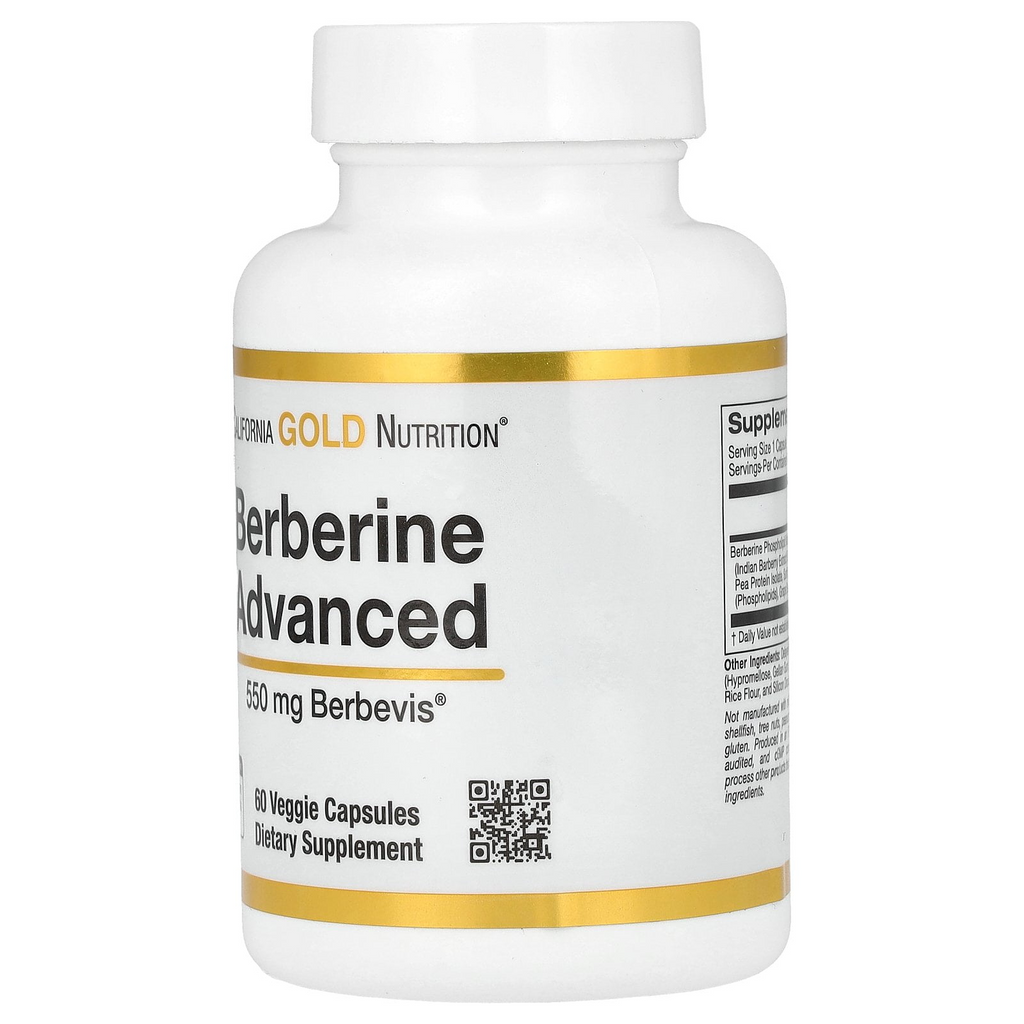 California Gold Nutrition Berberine Advanced Berbevis Phytosome with Berberine Phospholipid Complex with Sunflower Lecithin 550 mg, 60 Veggie Capsules