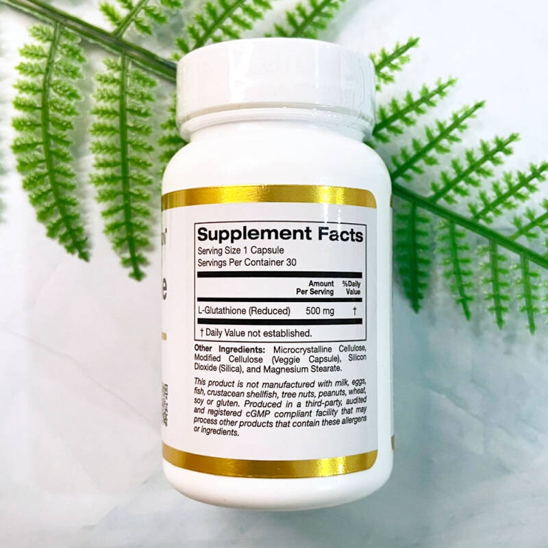 California Gold Nutrition L-Glutathione Reduced 500 mg 30 Veggie Capsules