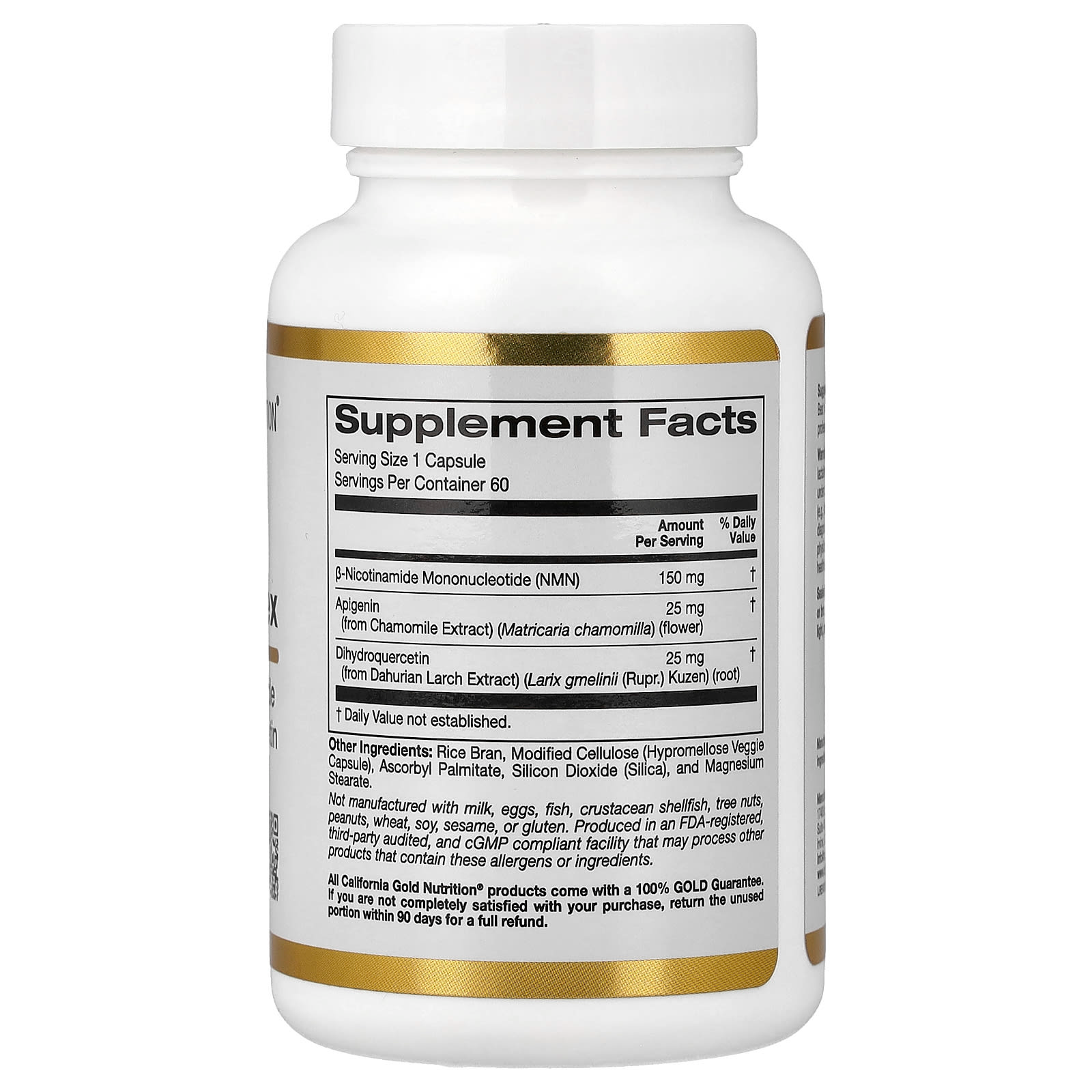 California Gold Nutrition NMN Flavonoid Complex with Apigenin and Dihydroquercetin, 60 Veggie Capsules