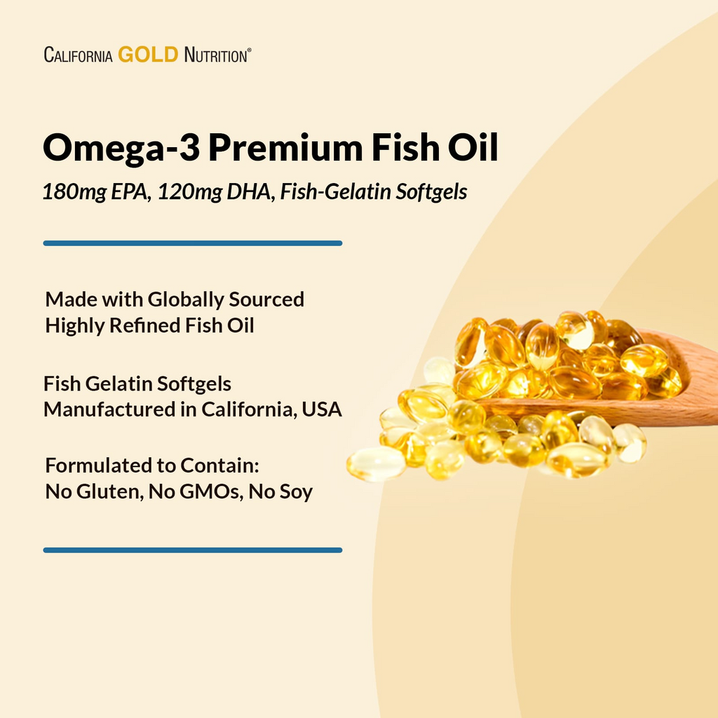 California Gold Nutrition Omega-3 Premium Fish Oil - 100 Softgels