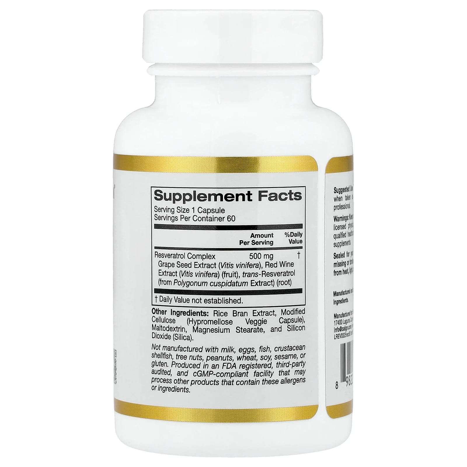 California Gold Nutrition Resveratrol Complex, 60 Veggie Capsules