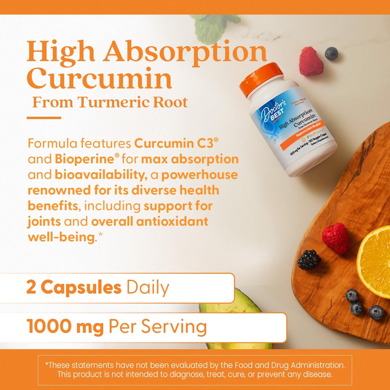 Doctor's Best High Absorption Curcumin 1000mg 120 Veggie Caps
