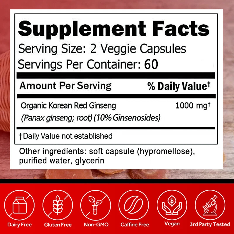 Daitea Red Korean Panax Ginseng Capsules - 120 Count