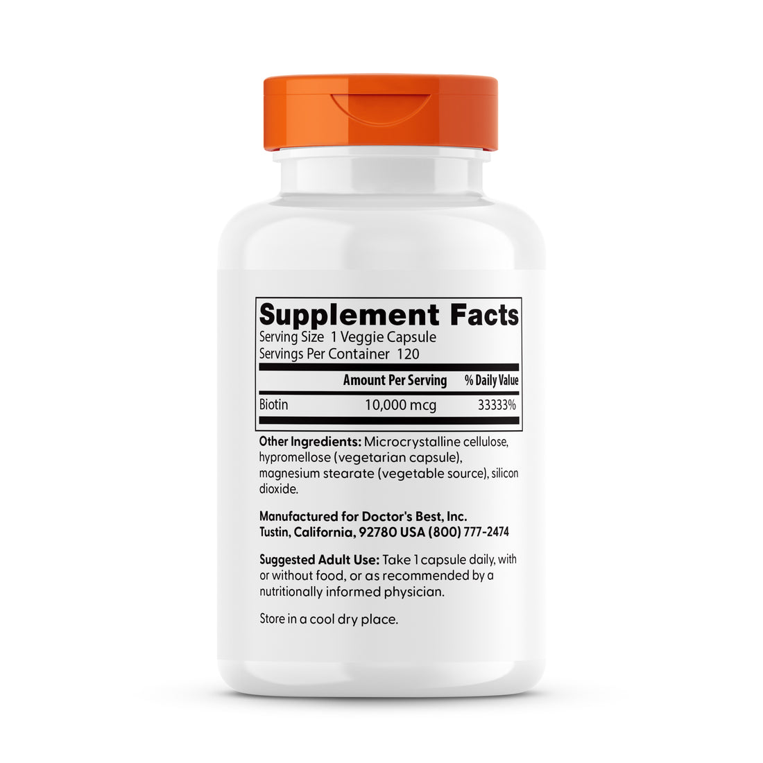 Doctor's Best Biotin 10,000 mcg, 120 Veg Caps