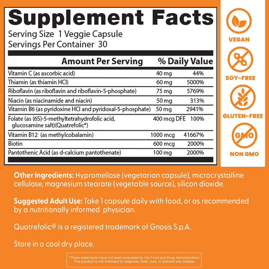 Doctor's Best Fully Active B Complex with Quatrefolic 60 Veggie Caps