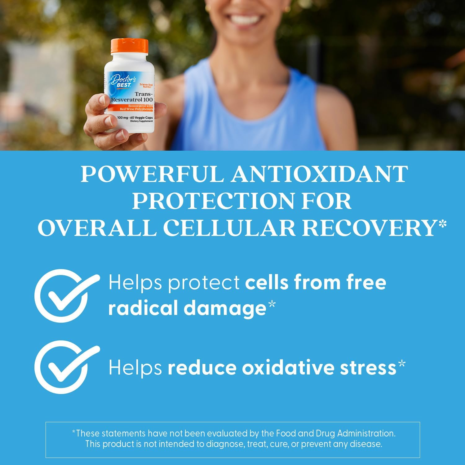 Doctor's Best Trans-Resveratrol 100, 60 Veggie Caps