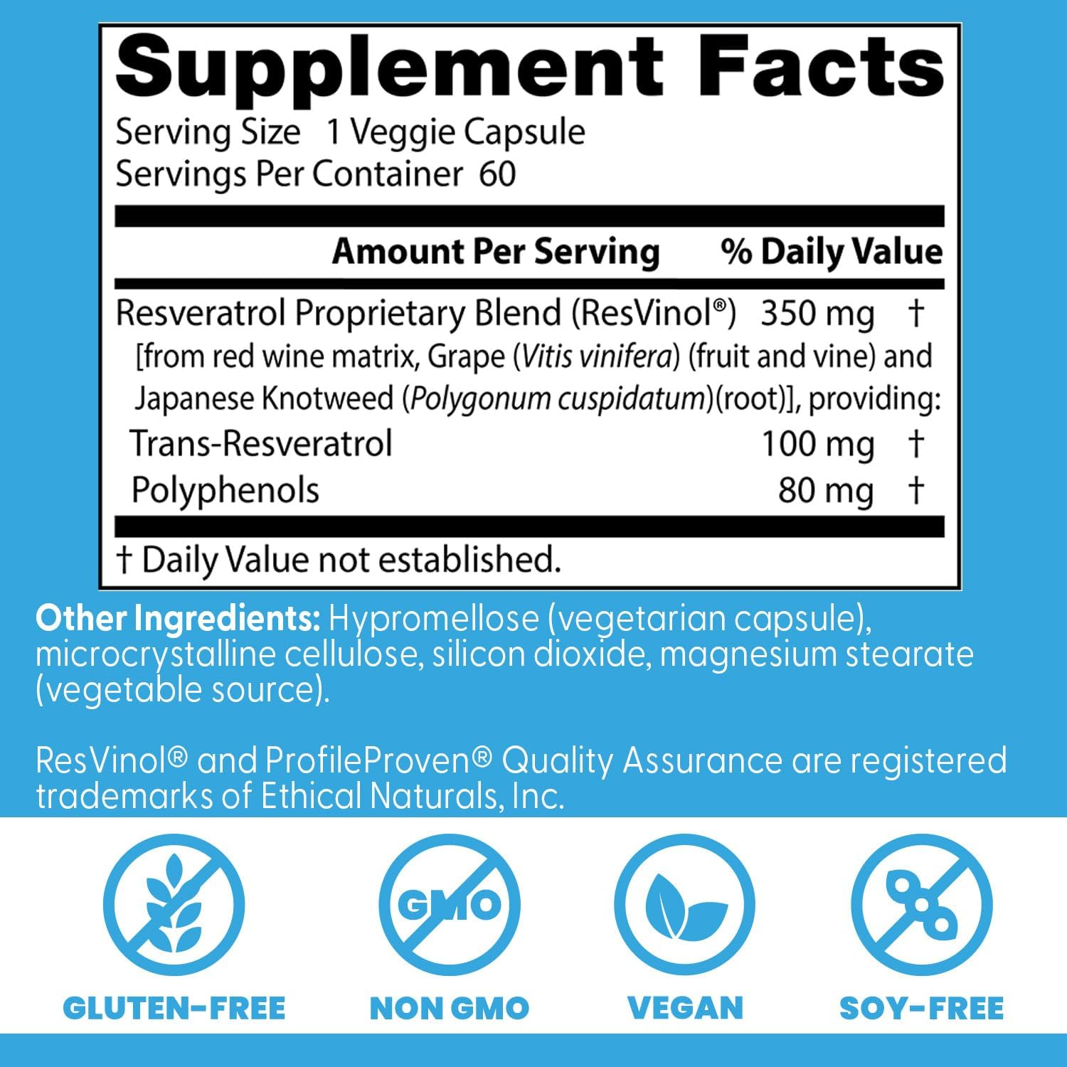 Doctor's Best Trans-Resveratrol 100, 60 Veggie Caps