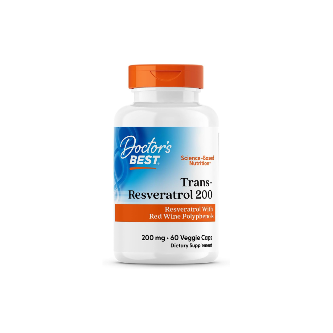 Doctor's Best Trans-Resveratrol 200, 200 mg, 60 Veggie Caps
