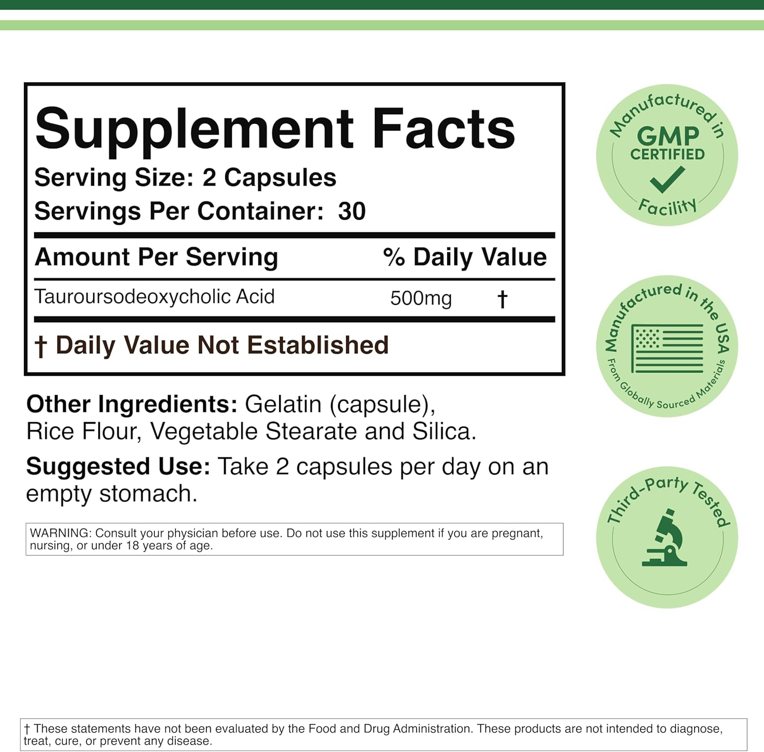 Double Wood TUDCA 500mg - 60 Capsules