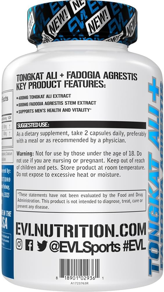EVLution Nutrition Tongkat Ali + Fadogia Agrestis, 60 Veg Capsules