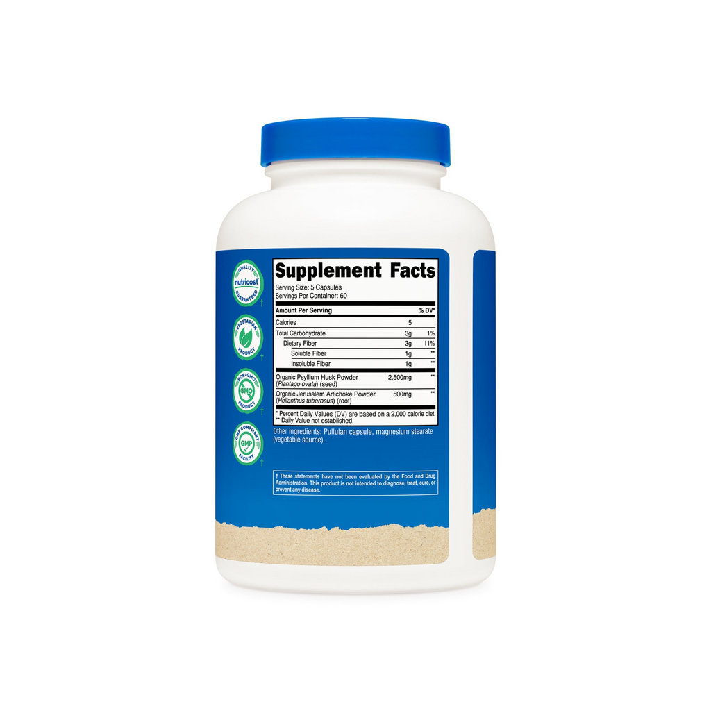 Nutricost Fiber with Organic Psyllium Husk & Jerusalem Artichoke Capsules - 150 Count