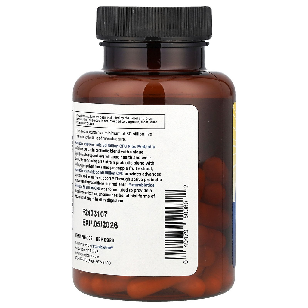 Futurebiotics Probiotic Plus Prebiotic 50 Billion CFU 60 Vegetarian Capsules