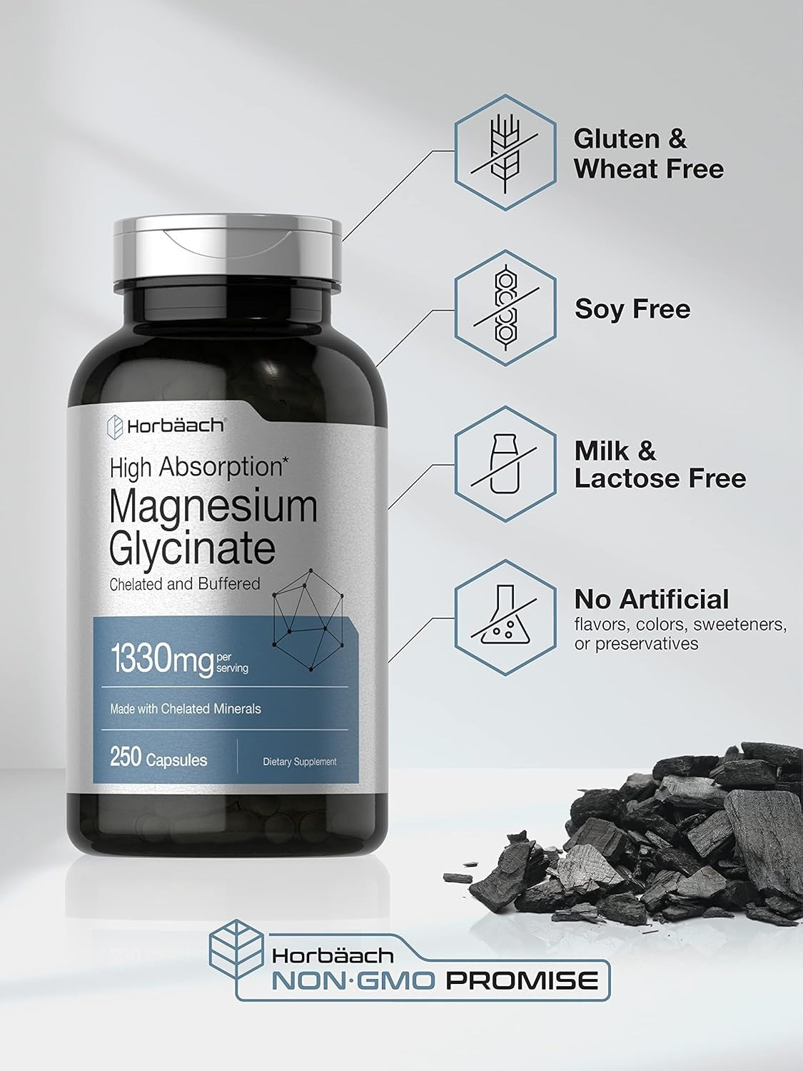 Horbäach Buffered Magnesium Glycinate 1330mg _ 250 Capsules