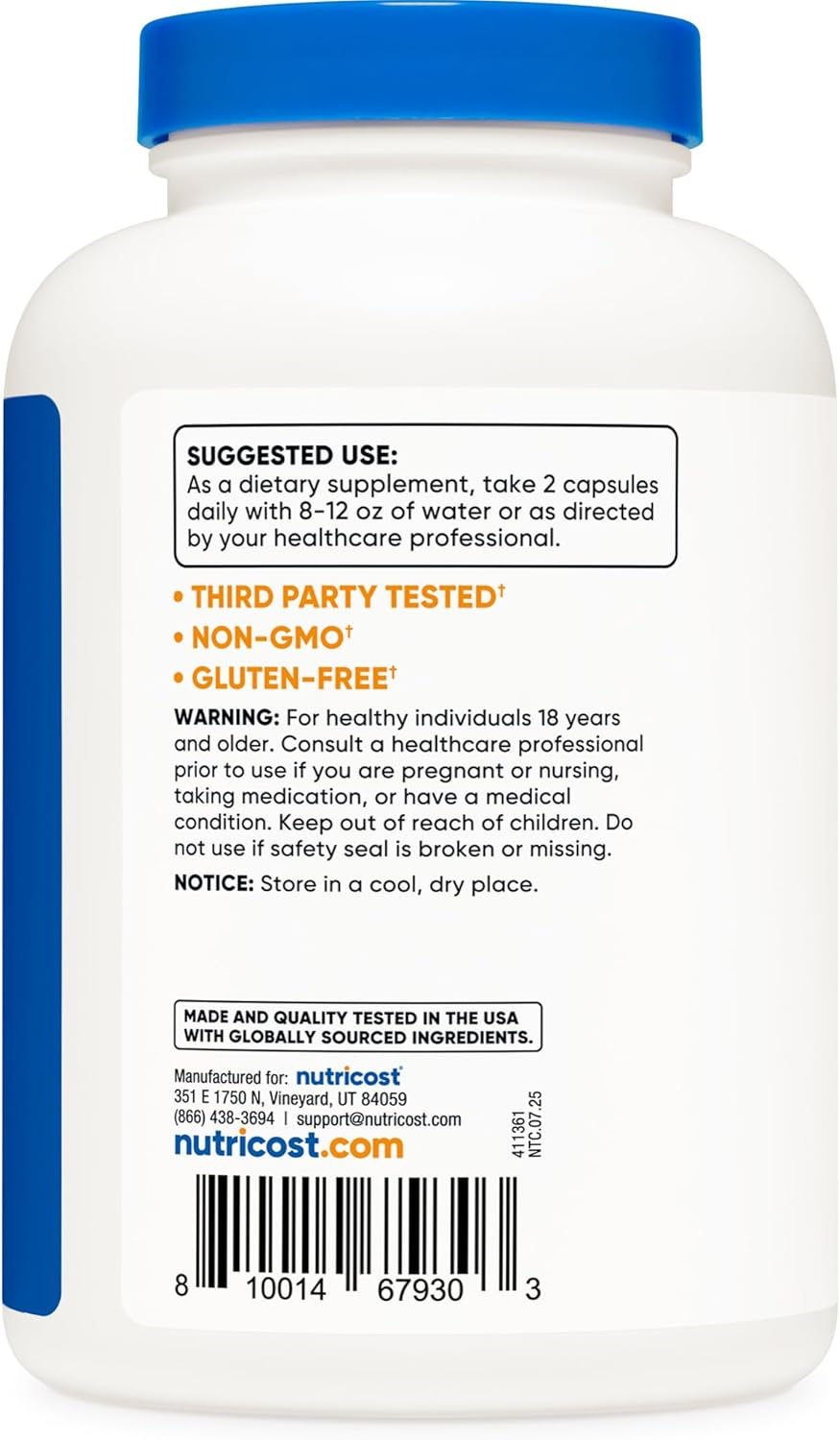 Nutricost L-Carnitine Tartrate 1,000mg, 180 Capsules