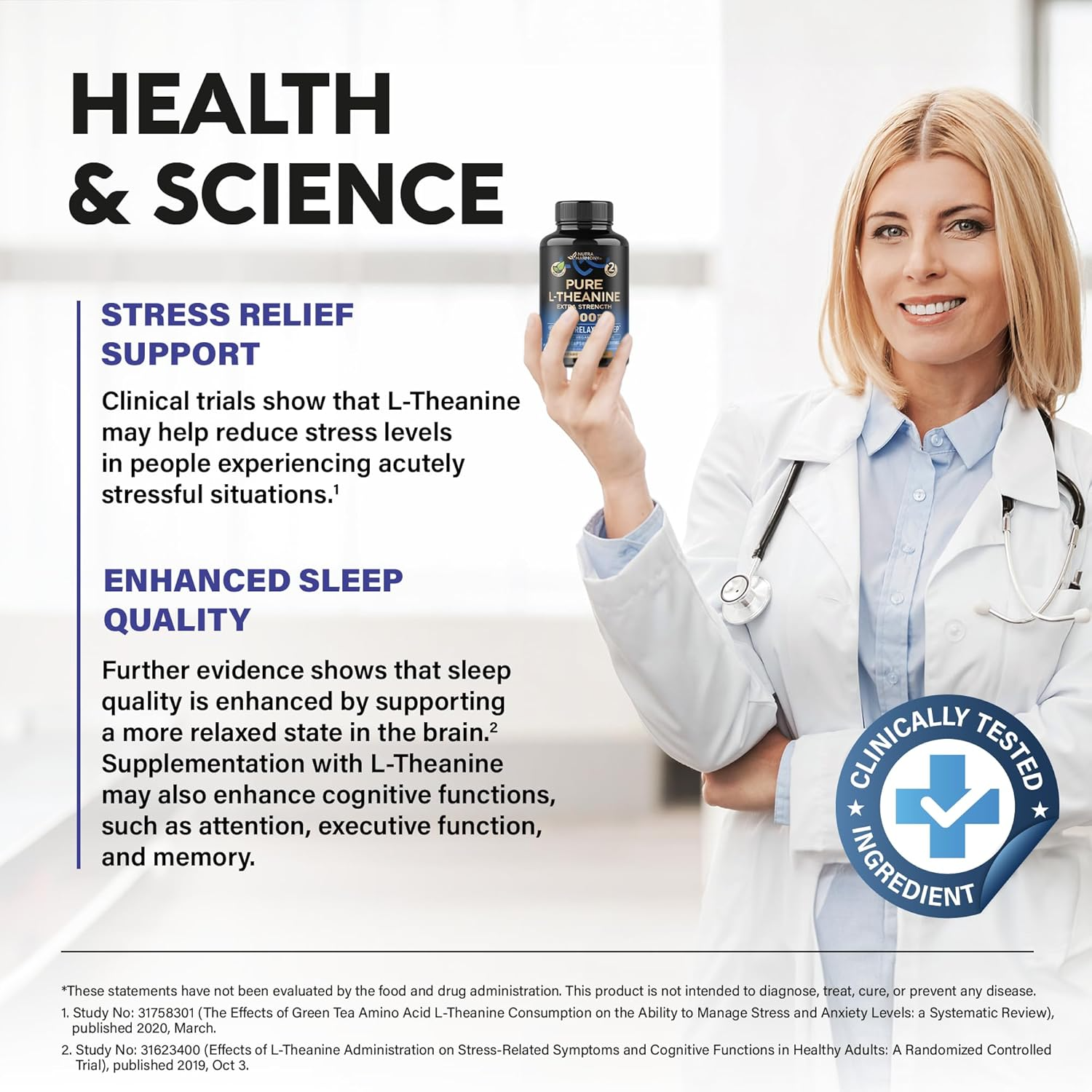 Nutra Harmony L-Theanine Capsules 400mg 120 Count