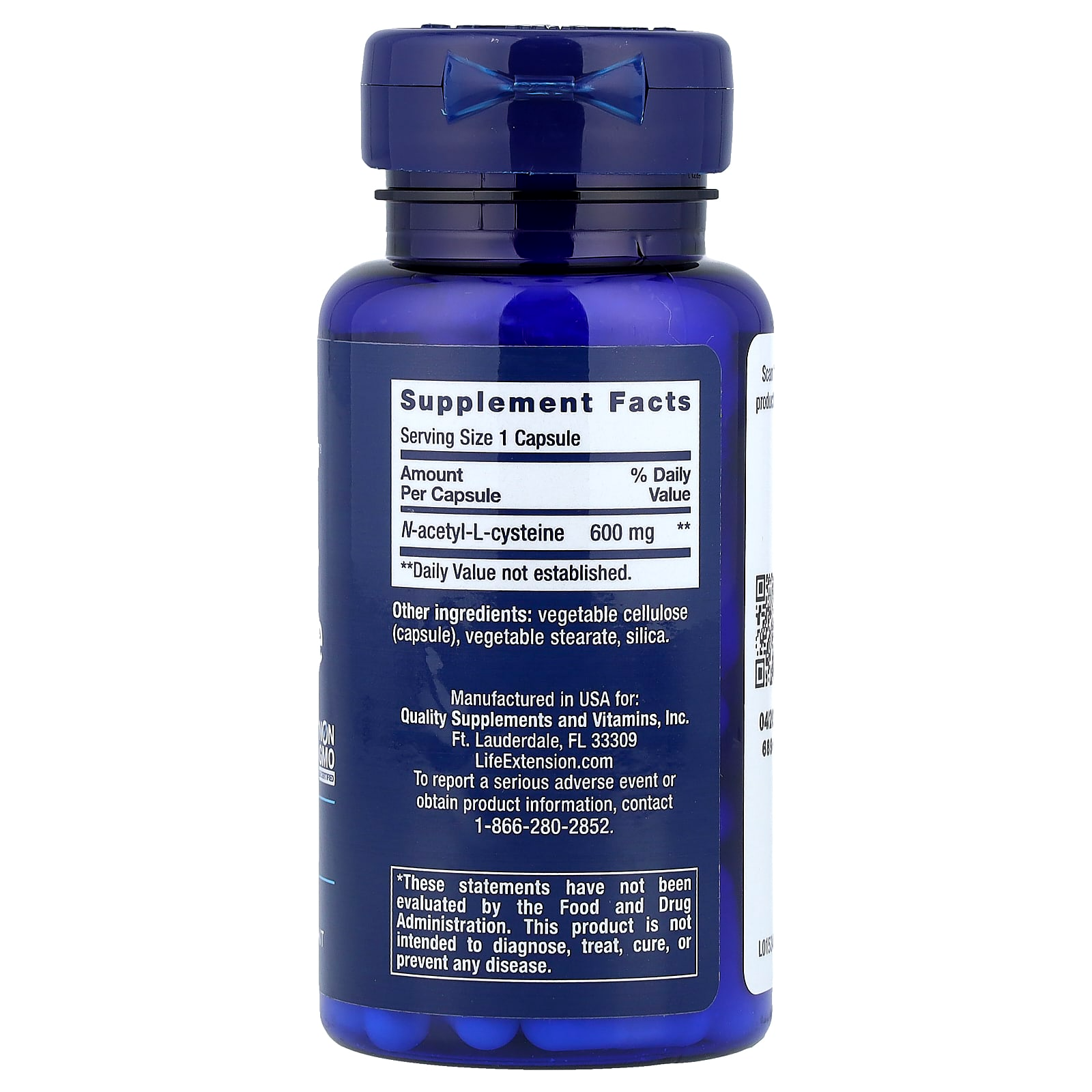 Life Extension N-Acetyl-L-Cysteine 600 mg, 60 Capsules