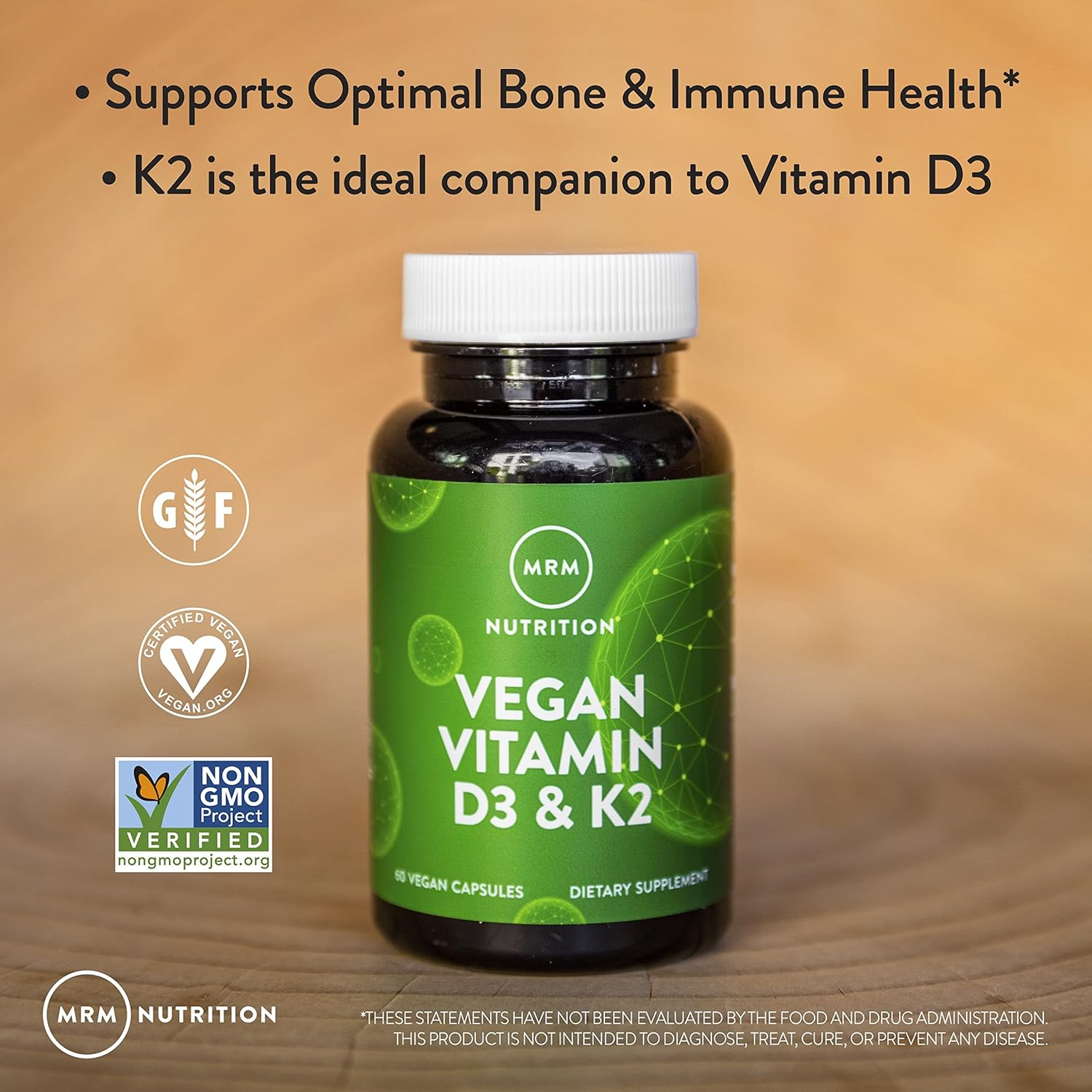 MRM Nuturition Vegan Vitamin D3 & K2 60 Capsules