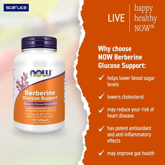 NOW Foods Berberine Glucose Support with MCT Oil 90 Softgels
