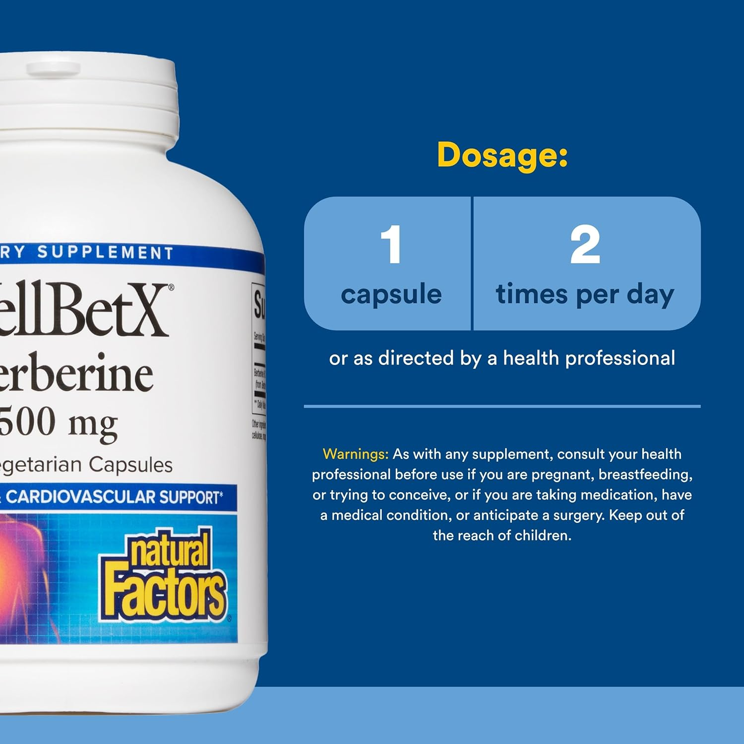 Natural Factors WellBetX Berberine 500 mg, 120 Capsules