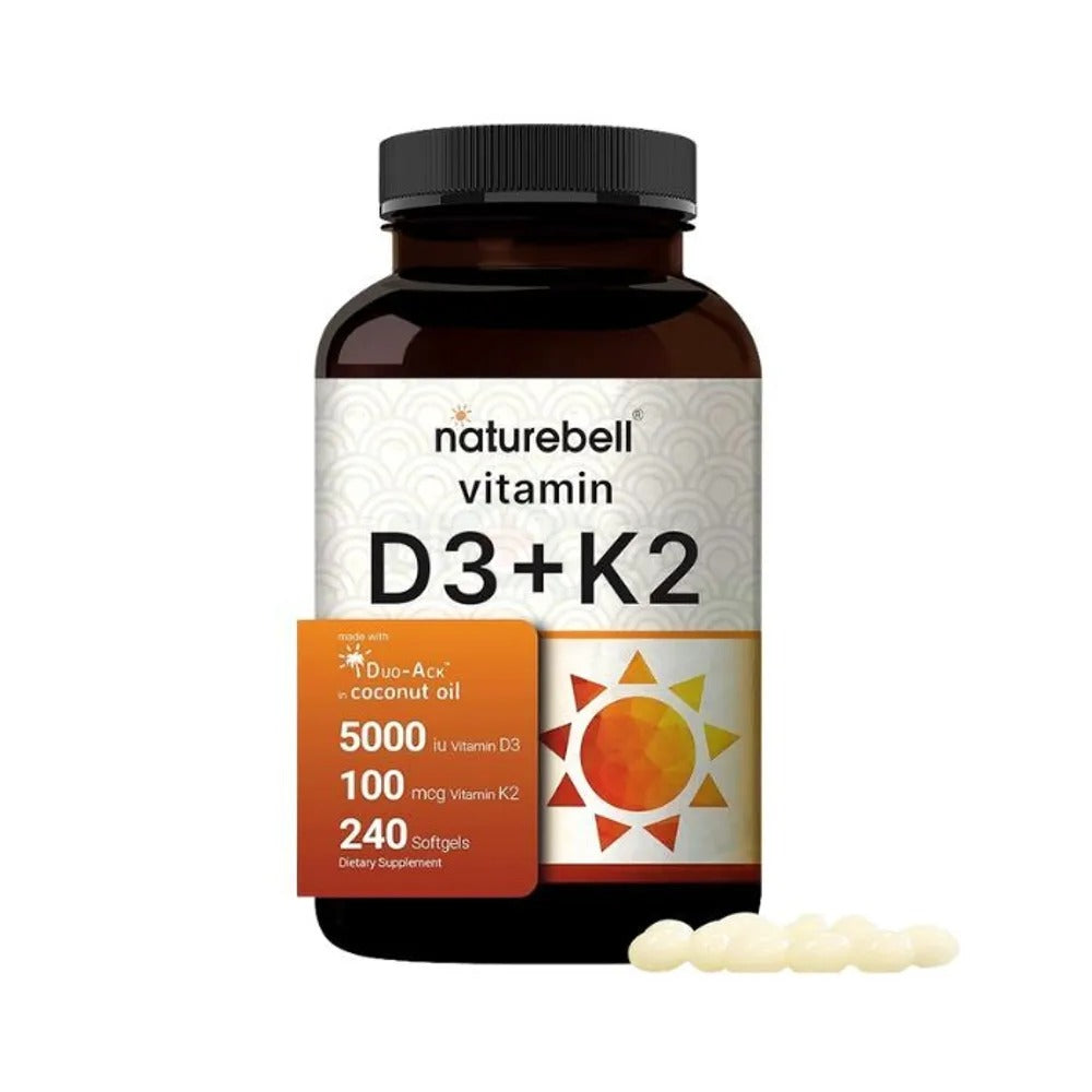 NatureBell Vitamin D3 5,000 IU + K2 100 mcg, 240 Softgels