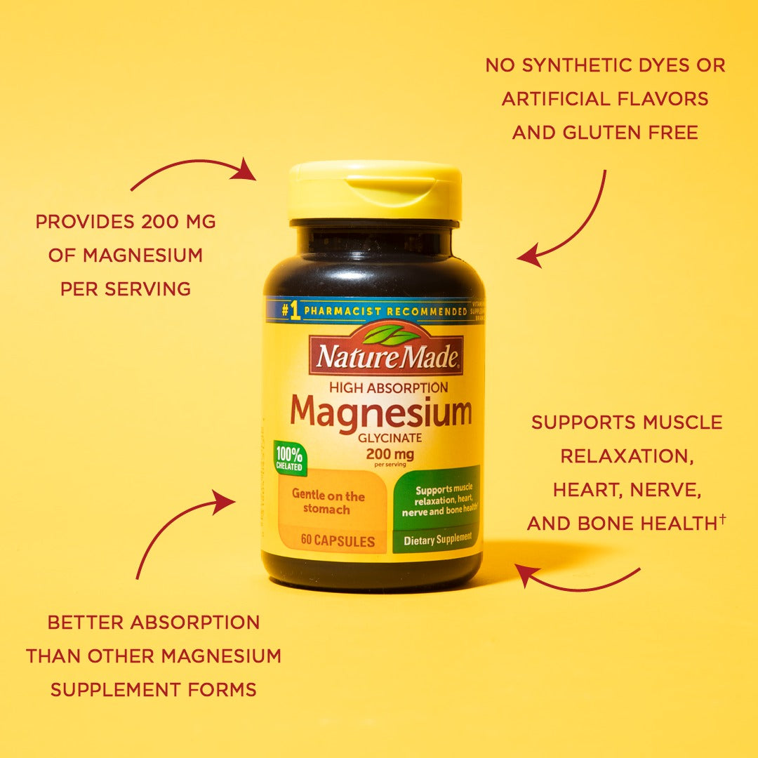 Nature Made Magnesium Glycinate 200 mg 60 Capsules