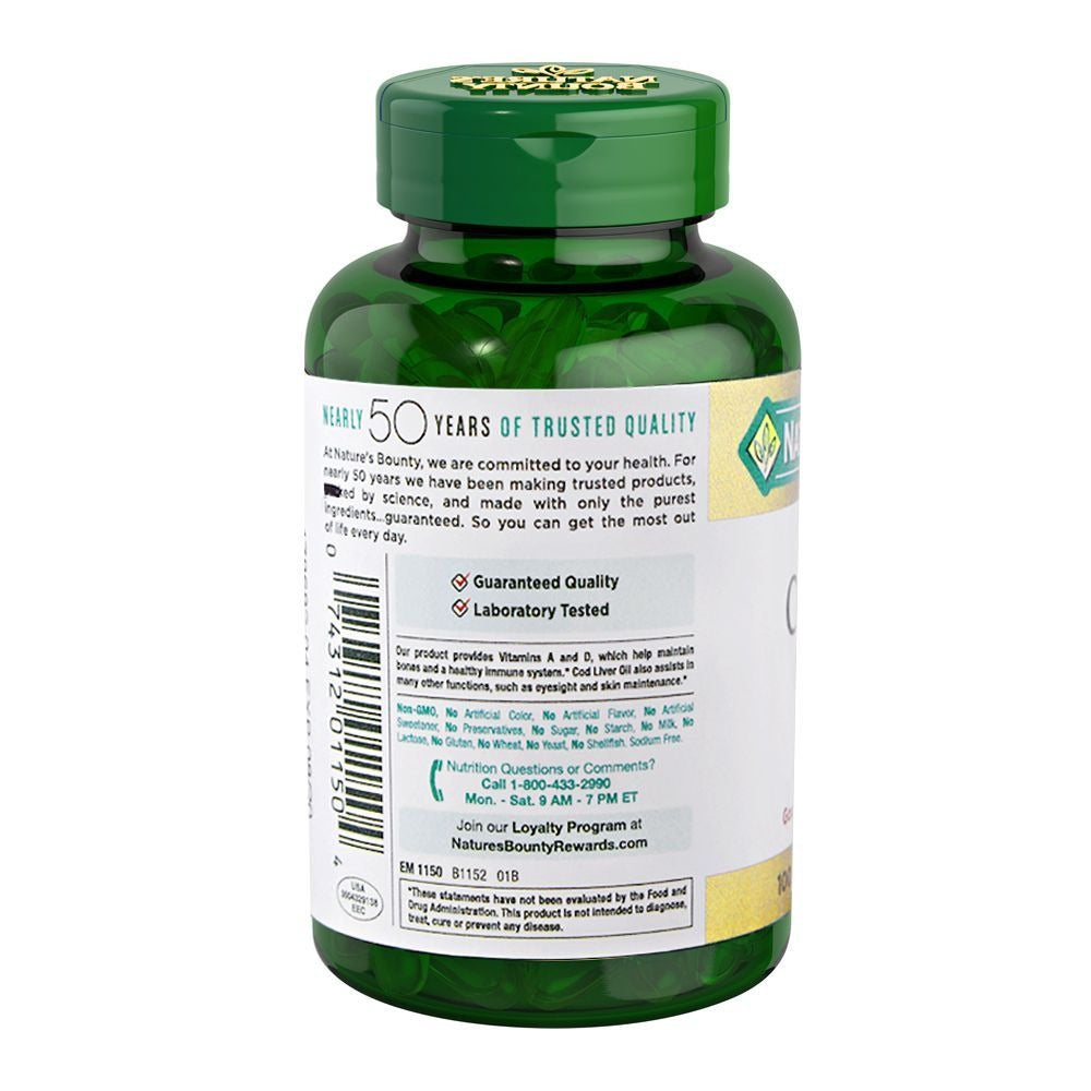 Nature's Bounty Cod Liver Oil 100 Softgels