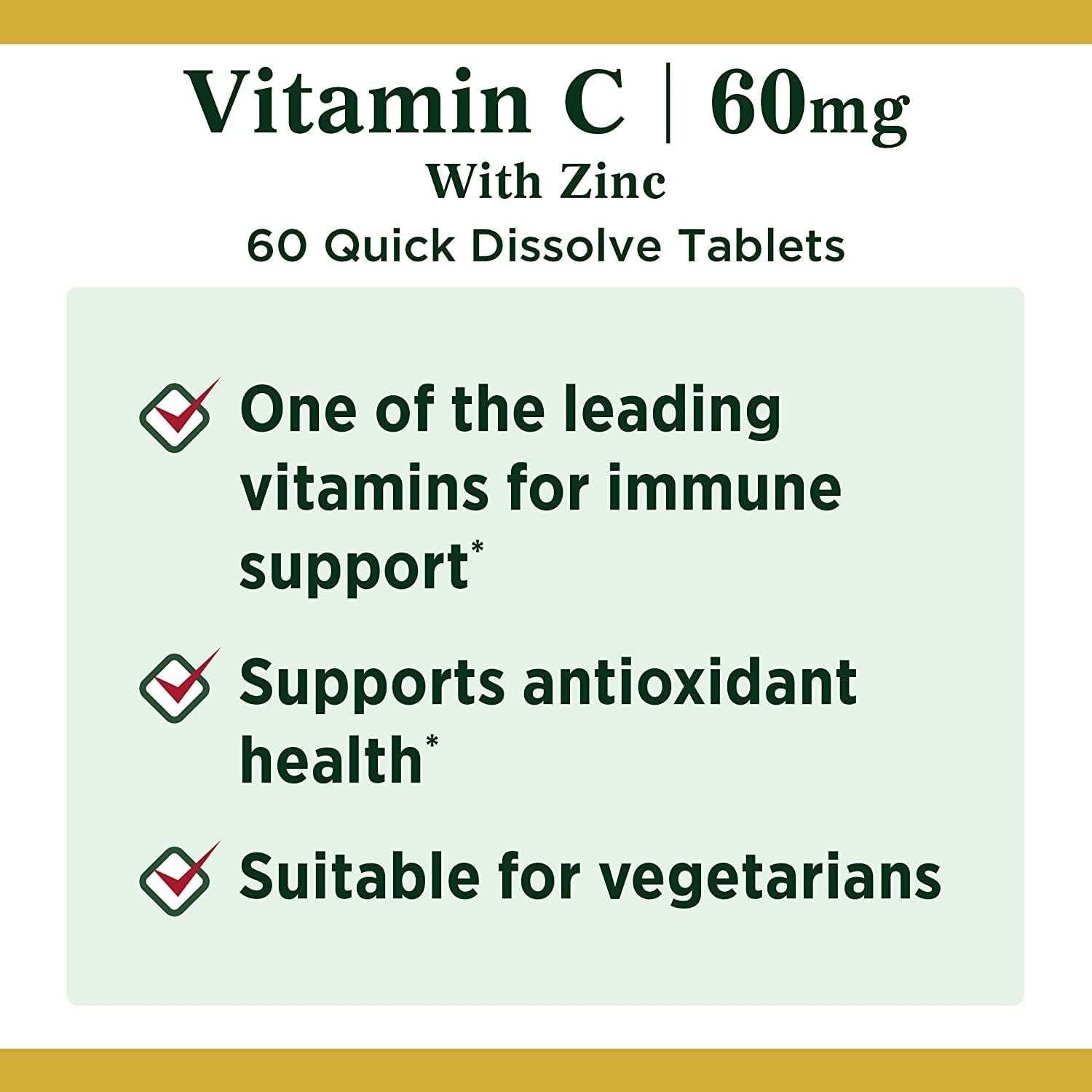 Nature's Bounty Vitamin C + Zinc _ 60 Tablets