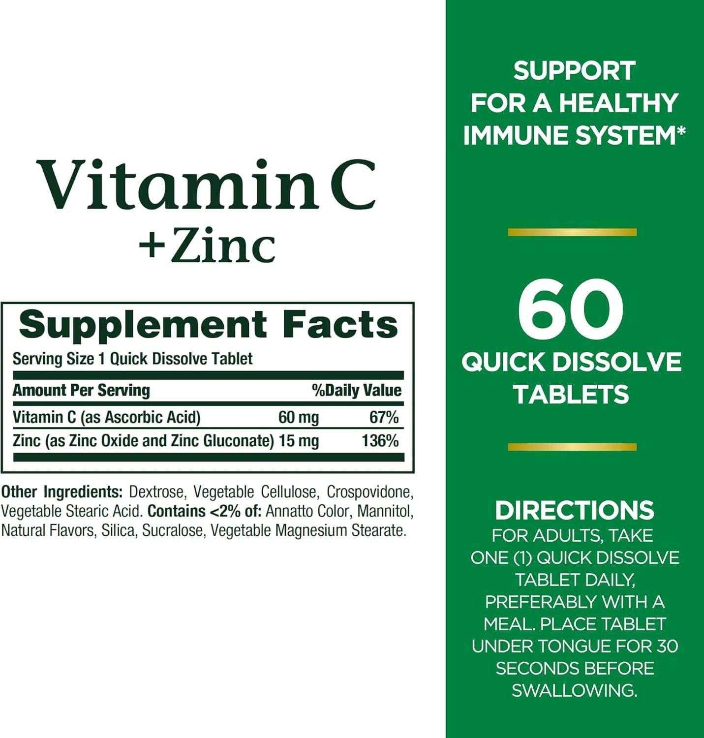 Nature's Bounty Vitamin C + Zinc _ 60 Tablets