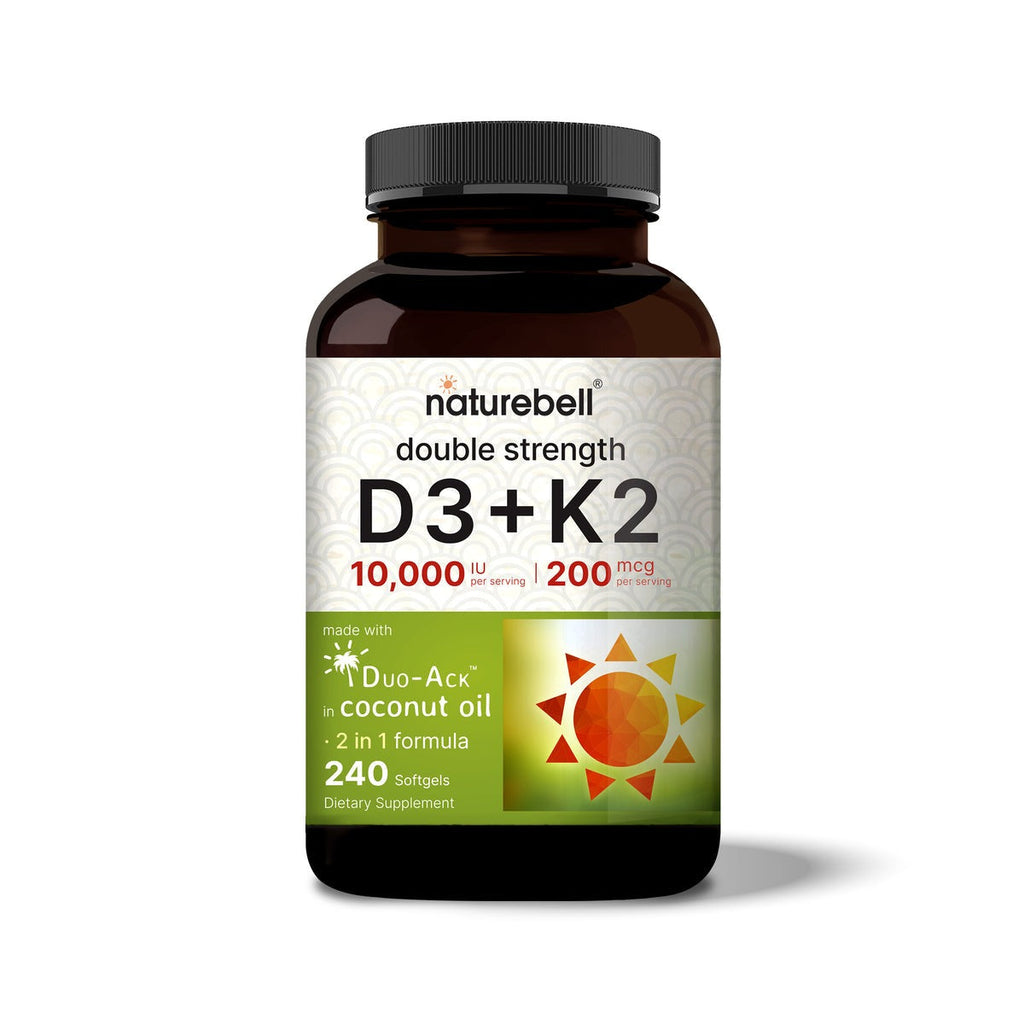 Naturebell Vitamin D3 K2 10,000 IU Vitamin D + 200mcg Vitamin K 240 Softgels