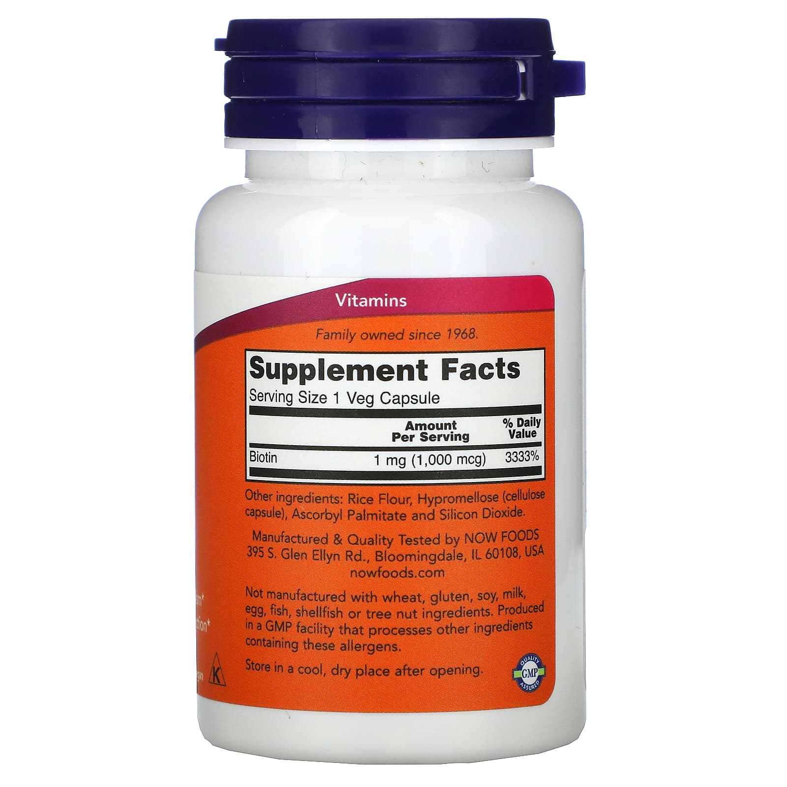 NOW Foods Biotin 1,000 mcg, 100 Veg Capsules