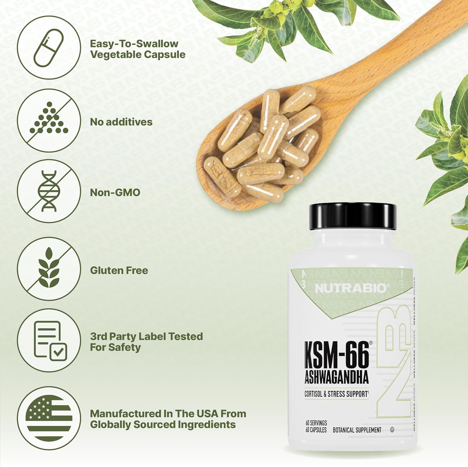 NutraBio KSM-66® Ashwagandha 600mg 90 Capsules