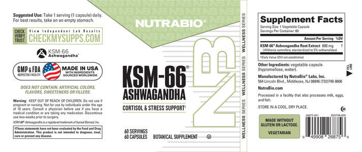 NutraBio KSM-66® Ashwagandha 600mg 90 Capsules