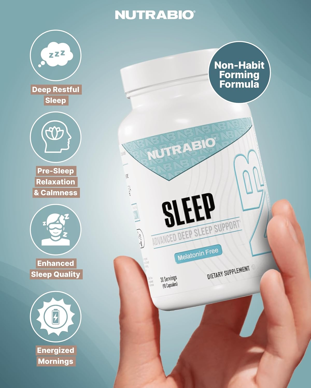 NutraBio Sleep Melatonin Free, 90 Capsules