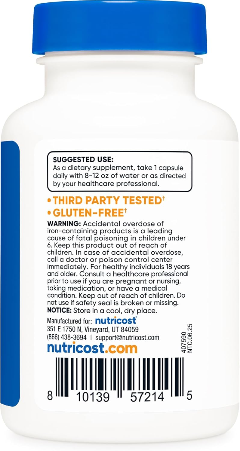 Nutricost Iron Bisglycinate 25mg 120 Capsules