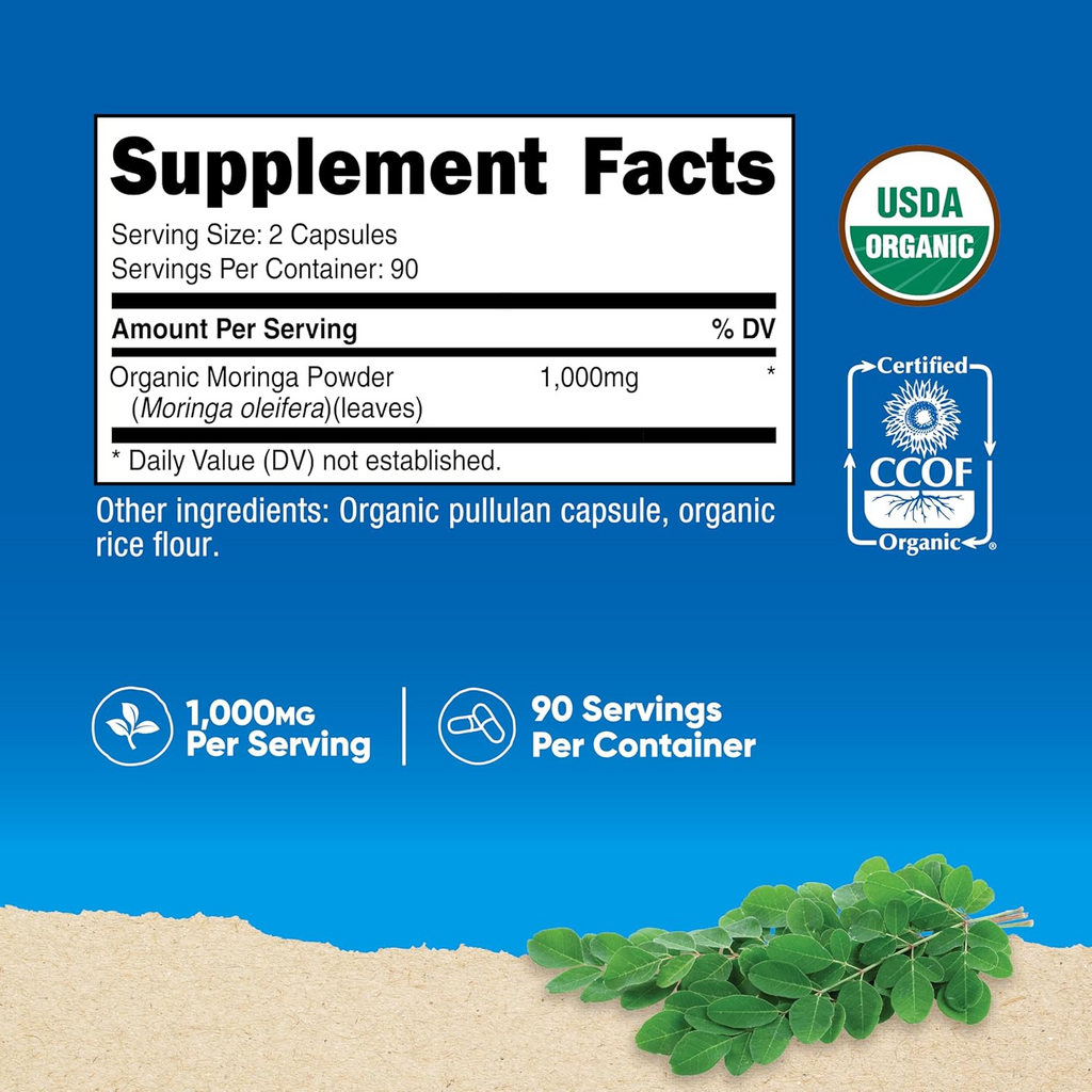 Nutricost Moringa 500 mg per Capsule - 180 Capsules