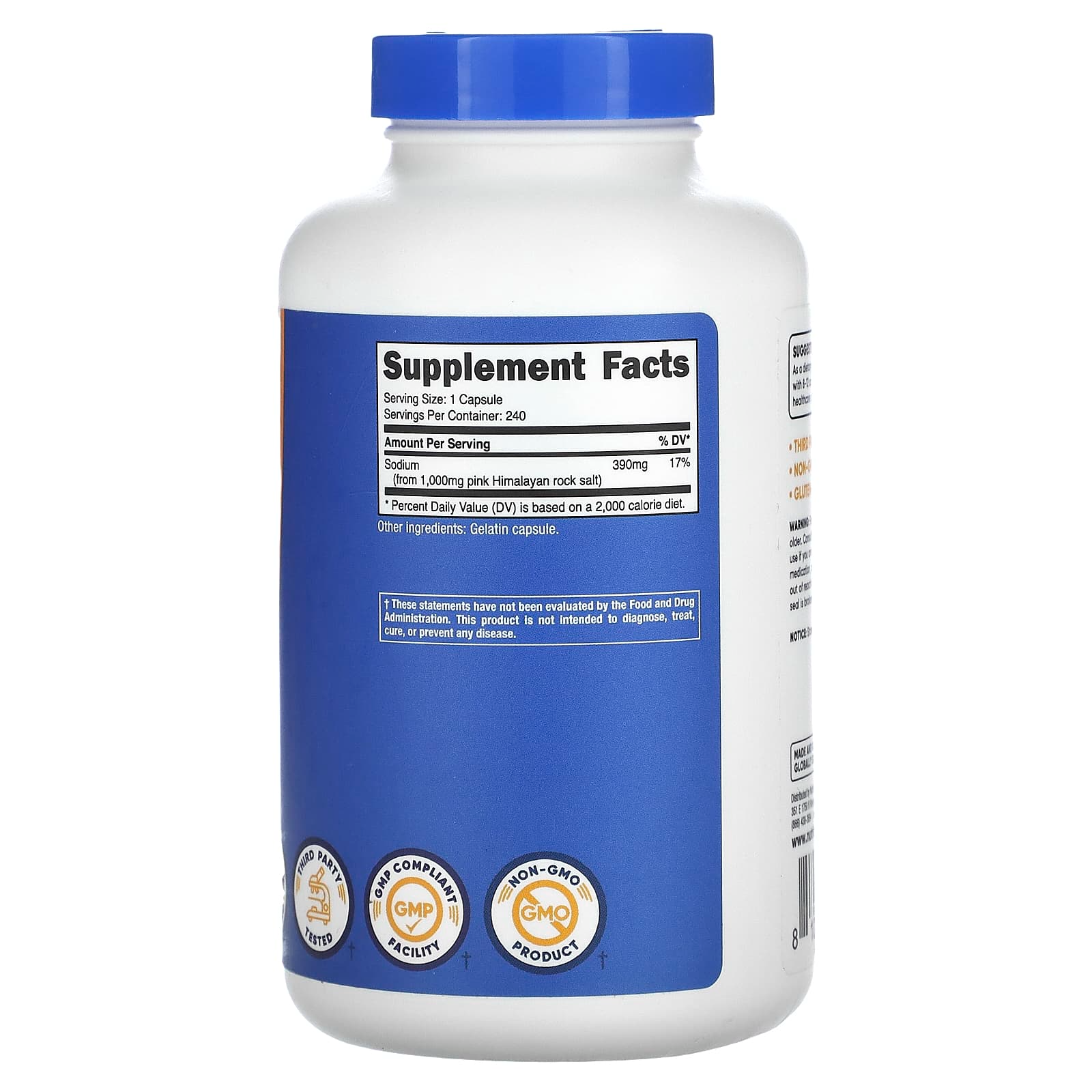 Nutricost Pink Himalayan Salt Capsules 1000mg - 240 Count