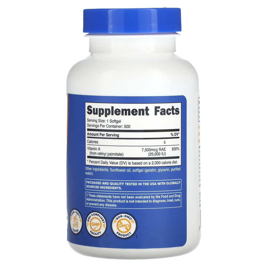 Nutricost Vitamin A 25,000 IU, 500 Softgels