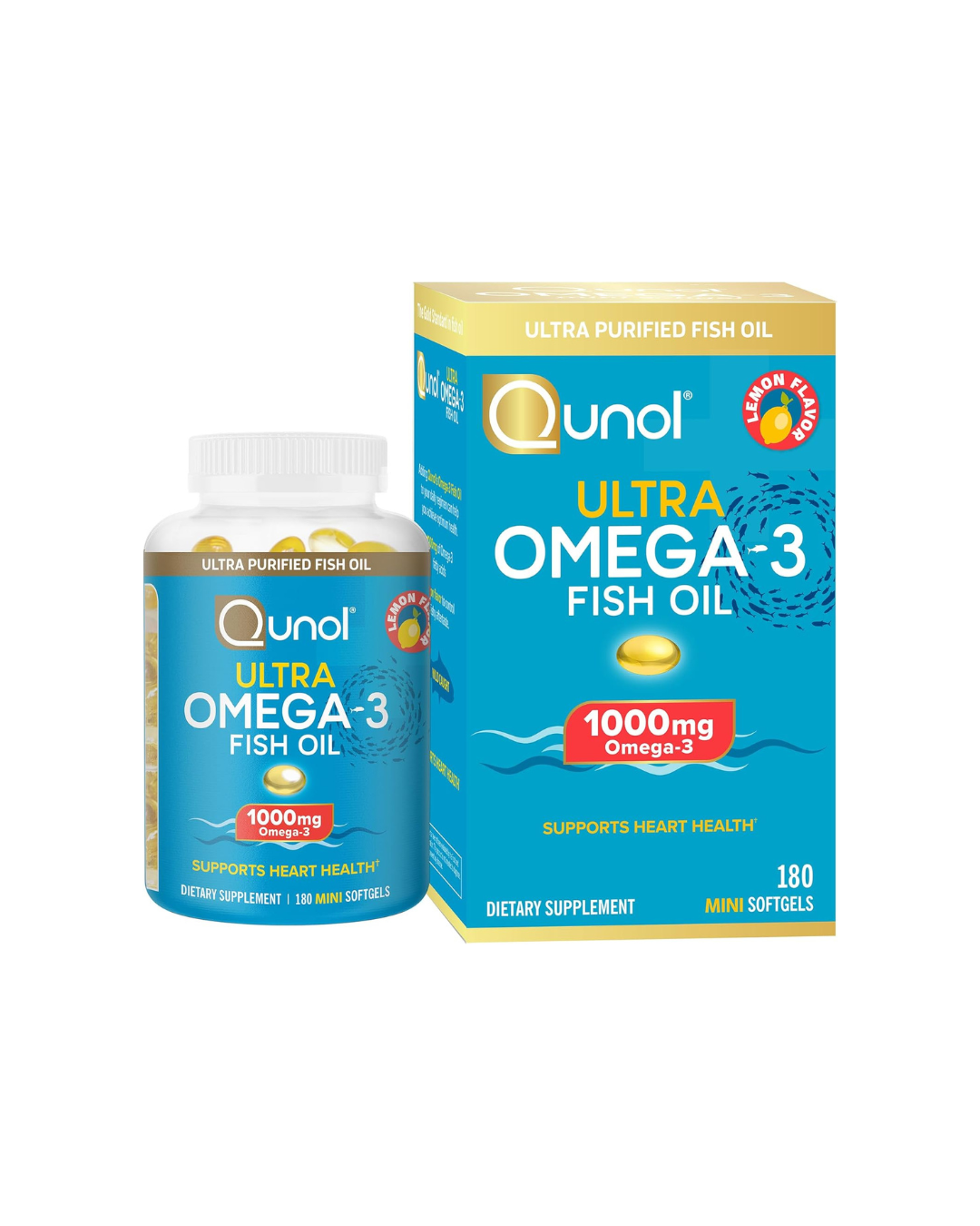 Qunol Ultra Omega 3  Fish Oil Mini Softgels 1000mg  _ 180 Count
