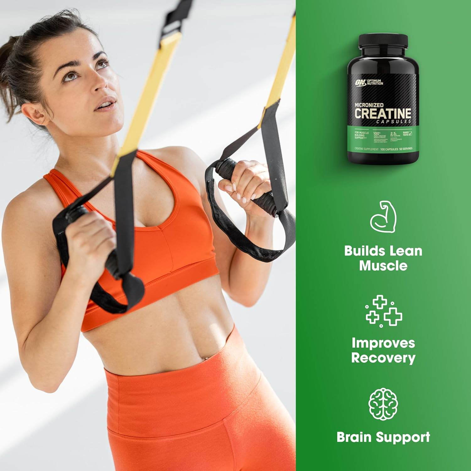 Optimum Nutrition Micronized Creatine Capsules 100 Capsules (1.25 g per Capsule)