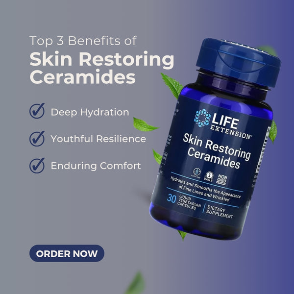 Life Extension Skin Restoring Ceramides 30 Liquid Vegetarian Capsules