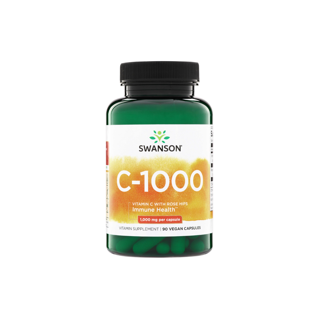 Swanson C-1000 Vitamin C With Rose Hips, 90 Vegan Capsules