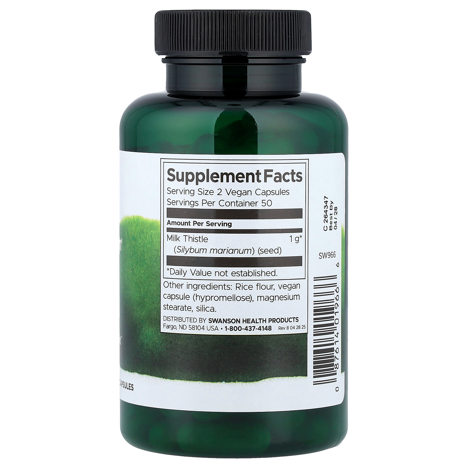 Swanson Full Spectrum Milk Thistle 500 mg, 100 Vegan Capsules