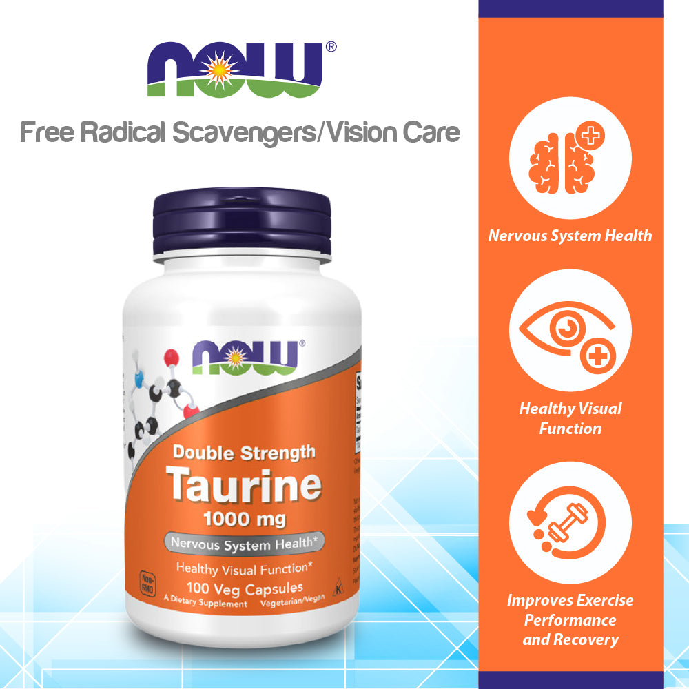 NOW Foods Taurine 1,000 mg, 100 Veg Capsules