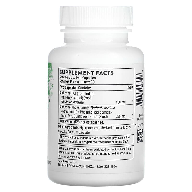 THORNE Berberine Dual Action Formula with Phytosome Plus Botanical Extract 60 Caps