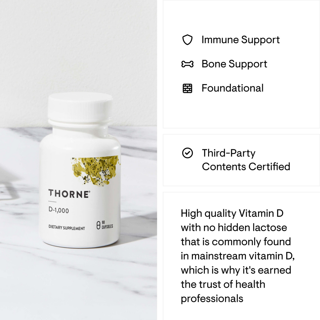 Thorne D-1,000, 90 Capsules (25 mcg per Capsule)
