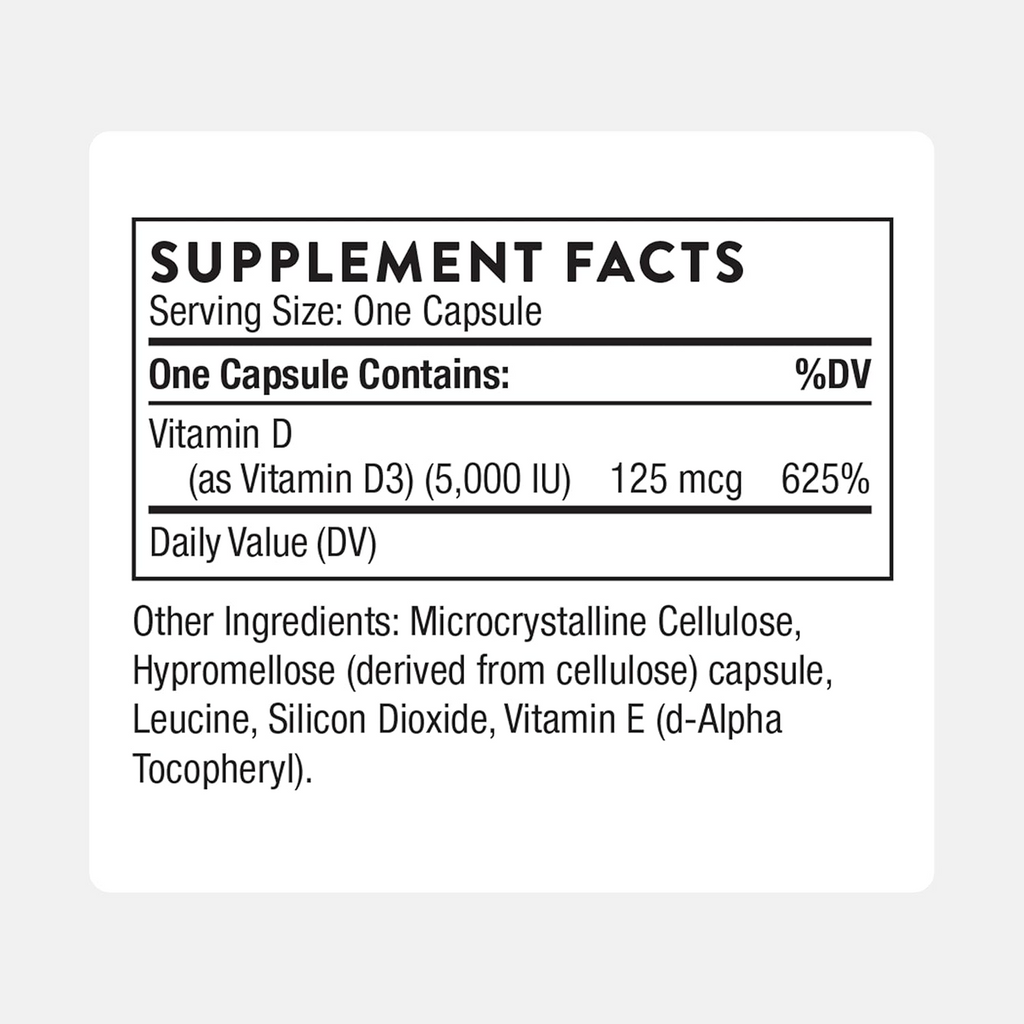 Thorne D-5,000 (125 mcg per Capsule) 60 Capsules