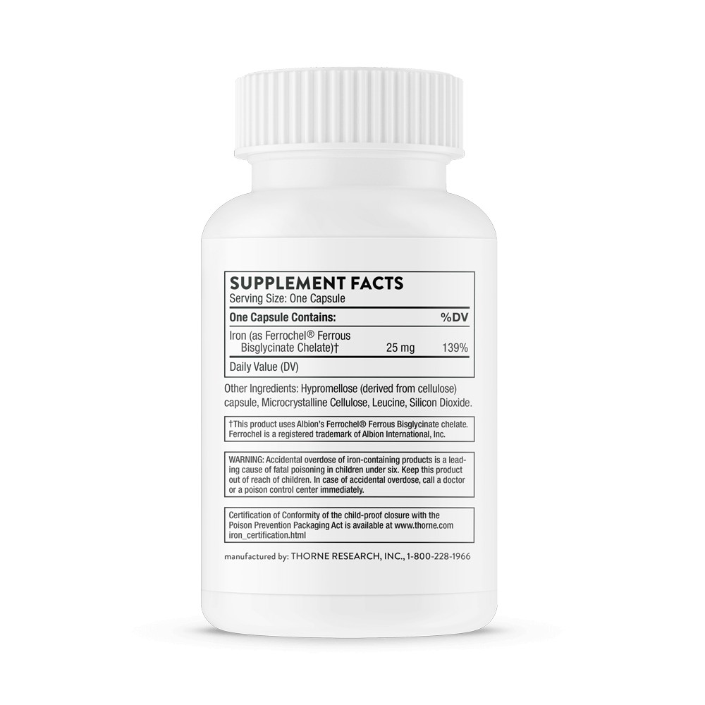 Thorne Iron Bisglycinate 60 Capsules - 25 mg per Capsule